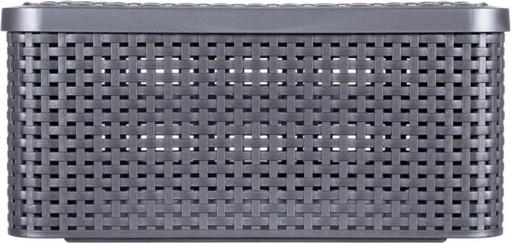 Productafbeelding Curver Basket with lid Rattan Style M dark gray (40 x 29 x 19 cm, 18 l)