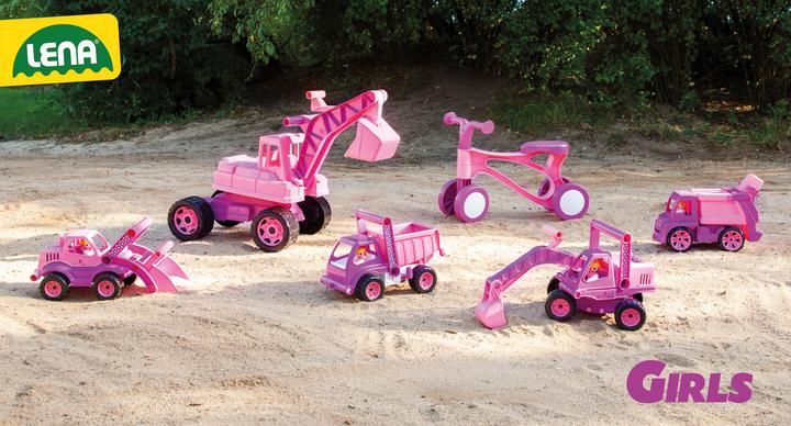 Actual product image Lena 02137 - Strong giants, excavator, sitting excavator, sand toy, outdoor, 70 cm, pink