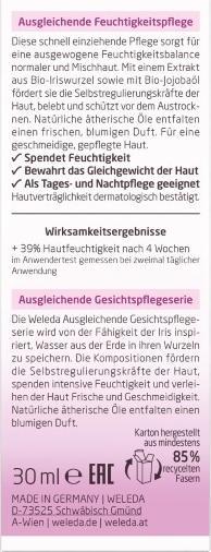 Actual product image Weleda Iris Erfrischende Feuchtigkeitspflege (30 ml, Day cream)