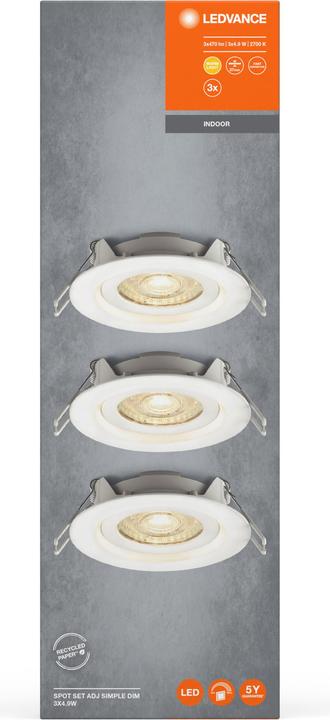 Actual product image Ledvance LED Spot Set Simple DIM 3x5W 2700K AC WT (400 lm)