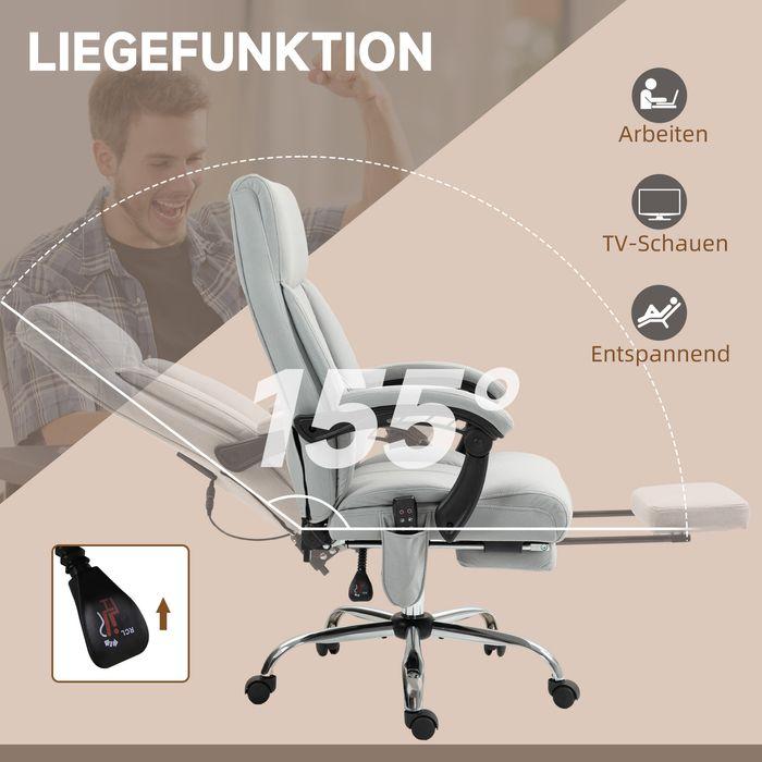 Produktbild Swisshandel24 Bürostuhl mit Massagefunktion, Ergonomisch mit Liegefunktion, Lendenheizung, mit Fussstütze, Grau