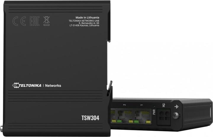 Actual product image Teltonika TSW304 4 Port Gigabit Industrial Unmanaged Switch DIN RAIL (4 Ports)