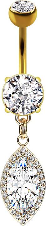 Immagine prodotto Star Piercing Banana placcata oro 14k con ciondolo e gocce di cristallo (Acciaio chirurgico 316L, Ottone)