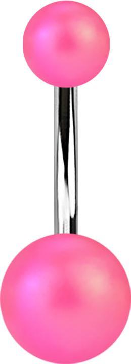 Star Piercing Banane silber mit zwei Kugeln Perglanz matt pink (ohne Messing, Acryl, Chirurgenstahl 316L)
