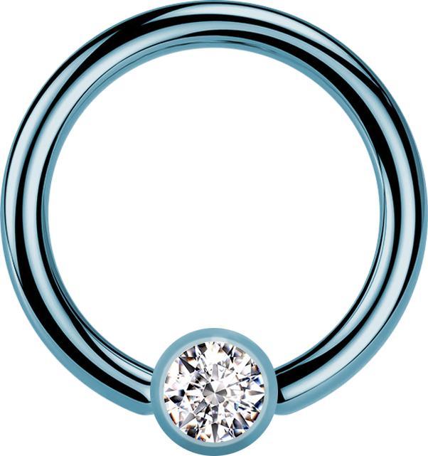 Star Piercing Micro Closure Ring hellblau Zylinder Kristall silber (ohne Messing, Chirurgenstahl 316L)