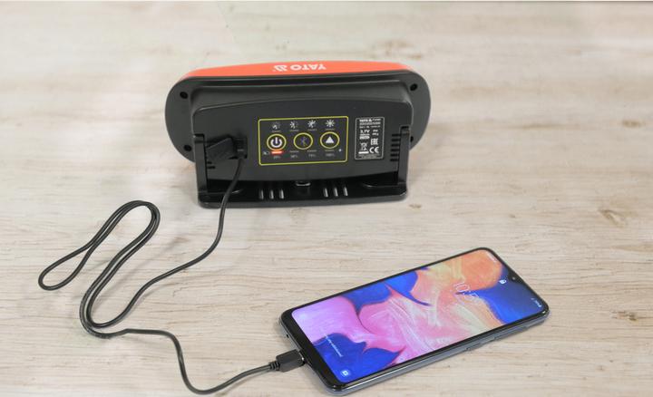 Produktbild Yato 3in1 LED Baustrahler Campinglampe Akku Arbeitsleuchte 2000lm Tragbar | Bluetooth Lautsprecher Musikb (2000 lm)