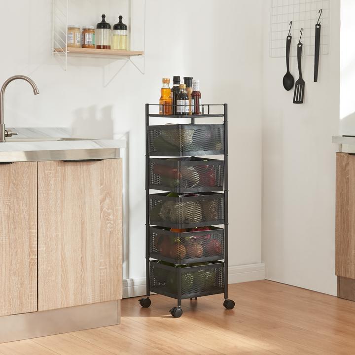 Actual product image En.Casa Sunndal trolley with 5 levels 94.5x27x27cm Black