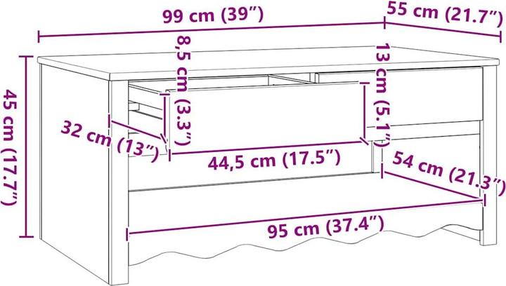 Immagine prodotto VidaXL Tavolino da caffè (99 x 55 x 45 cm)
