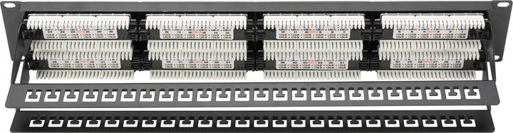 Immagine prodotto Digitus Patch Panel 48,3cm 19Z 48Port 2U Cat6 non schermato nero RAL 9005 Installazione cavi con LSA Leis...