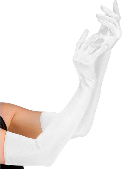 Widmann White long satin stretch gloves 60cm