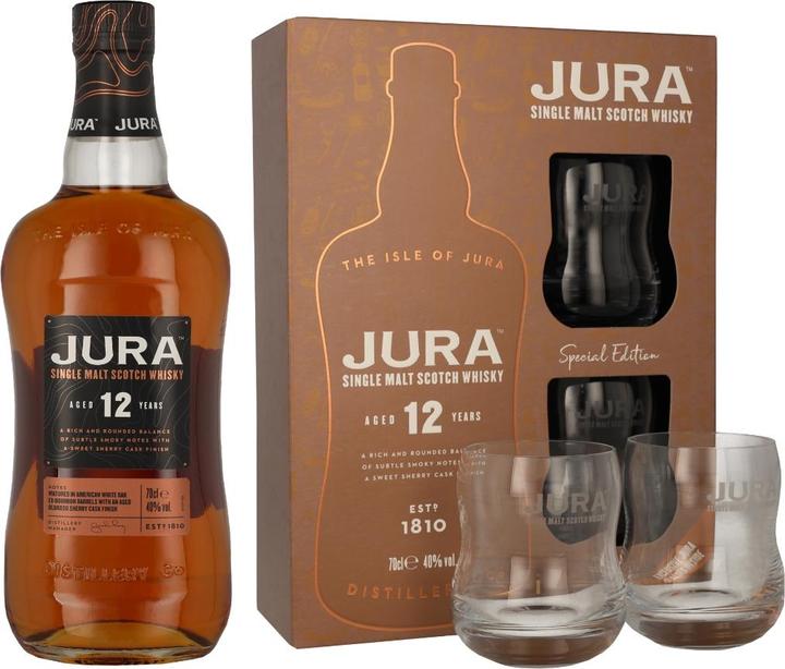Actual product image Isle of Jura 12 Years Old Single Malt Scotch Whisky with case and 2 glasses (Single Malt, 1 x 70 cl)
