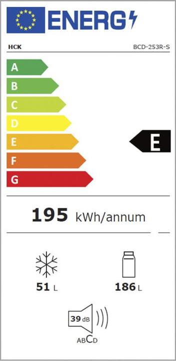 Energie-Label Kibernetik FSP Retro Kühl-Gefrierkombination 253 Liter (237 l)