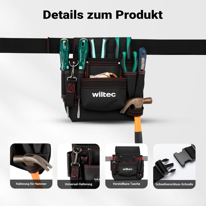 Produktbild Wiltec Werkzeuggürteltasche 24x28cm Gürteltasche 7 Fächer Werkzeug Tasche (7 Teile)