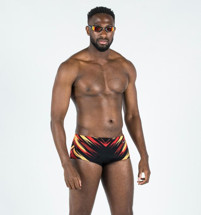 Actual product image Nabaiji Badehose Slip Herren Kastenform - 900 Blast schwarz/rot (38)