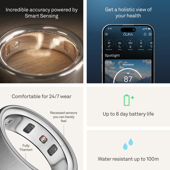 Actual product image Oura Ring 4 (13, Brushed Silver)