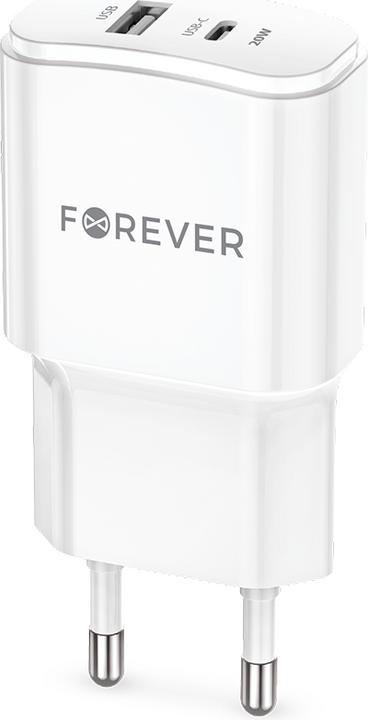 Produktbild Forever TC-01-20AC PD QC Ladegerät 1x USB-C 1x USB 20W weiss (20 W)