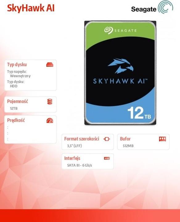 Actual product image Seagate SkyHawk AI (12 TB, 3.5", CMR)