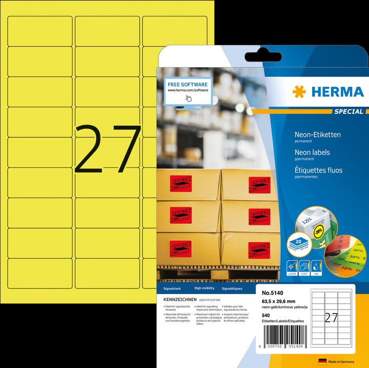 Actual product image HERMA Neon labels A4