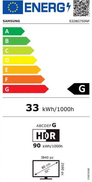 Etichetta energetica Samsung Odyssey Neo G7 - G75NB (3840 x 2160 pixel, 32")