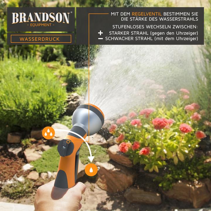 Actual product image Brandson Multifunctional shower, garden hand shower with 7 spray profiles, spray gun compatible with Gardena