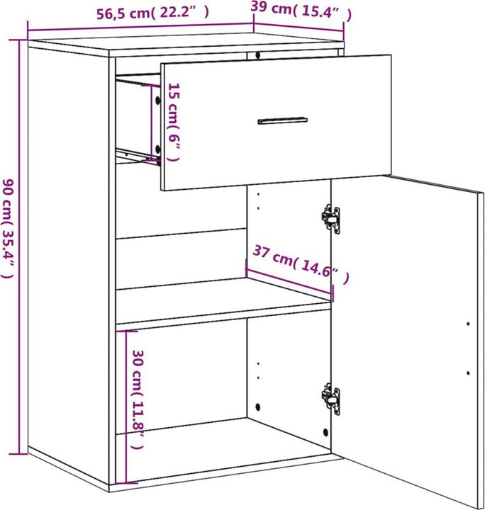 Produktbild VidaXL Beistellschrank (56.5 x 39 x 90 cm)