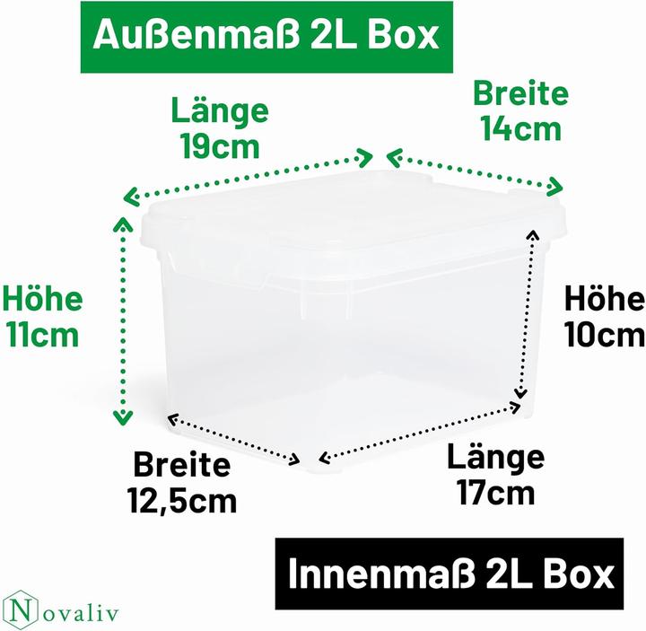 Produktbild Novaliv 5x Aufbewahrungsboxen mit Deckel klein 2 L transparente Nestbar stapelbare Plastikboxen mit (2 l)