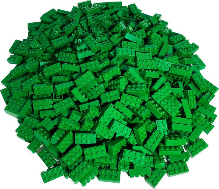 Produktbild LEGO 2x4 Steine Grün - 100 Stück - Green bricks 3001 (3001, LEGO Zubehör)