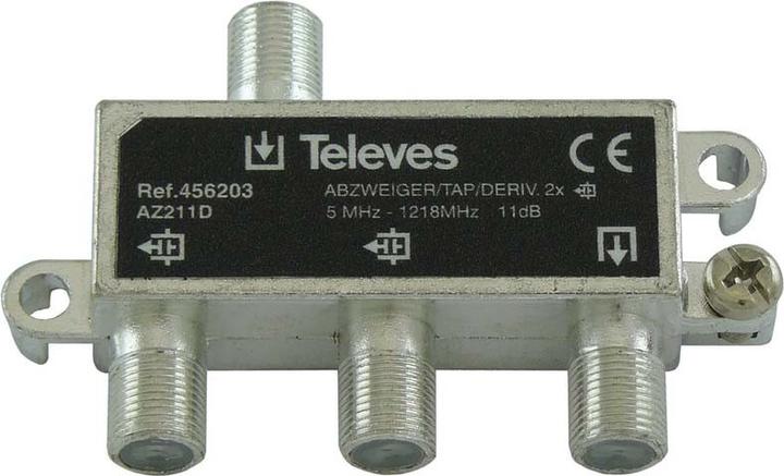 Produktbild Televes AZ211D 2-fach Abzweiger 5-1218 MHz AD:11dB 456203 (11 dB, Verteiler und Abzweiger)