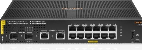 Image du produit HPE Aruba 6100 12G Class4 PoE 2G/2SFP+ 139W Switch (16 Ports)