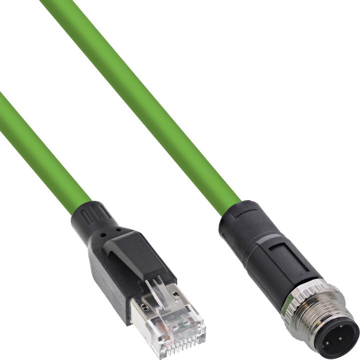 Produktbild InLine Industrie Netzwerkkabel, M12 4-pin D-kodiert Stecker zu RJ45 Stecker, PUR, 15m (U/UTP, CAT5e, 15 m)