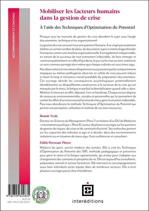 Produktbild Mobiliser les facteurs humains dans la gestion de crise (Französisch, Vraie Benoît, Perreaut-Pierre Edith, 2025)