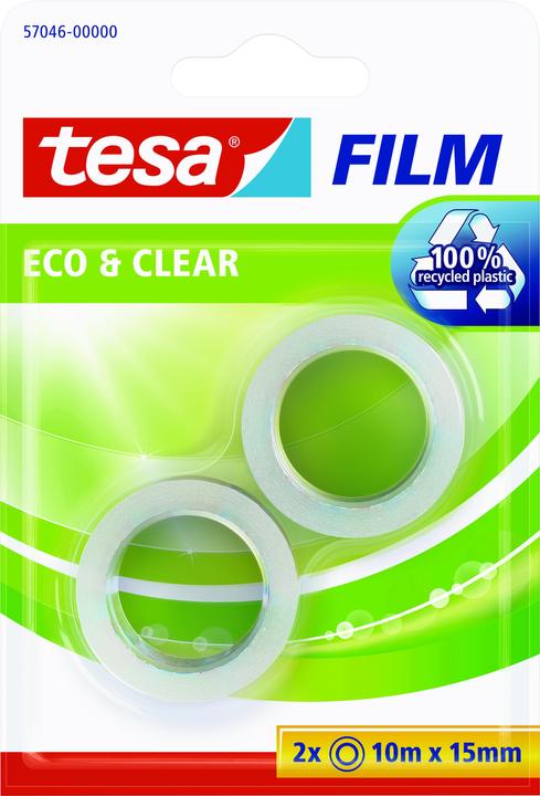Actual product image tesa 2x tesafilm ECO & CLEAR, solvent-free and ageing-resistant (15 mm)