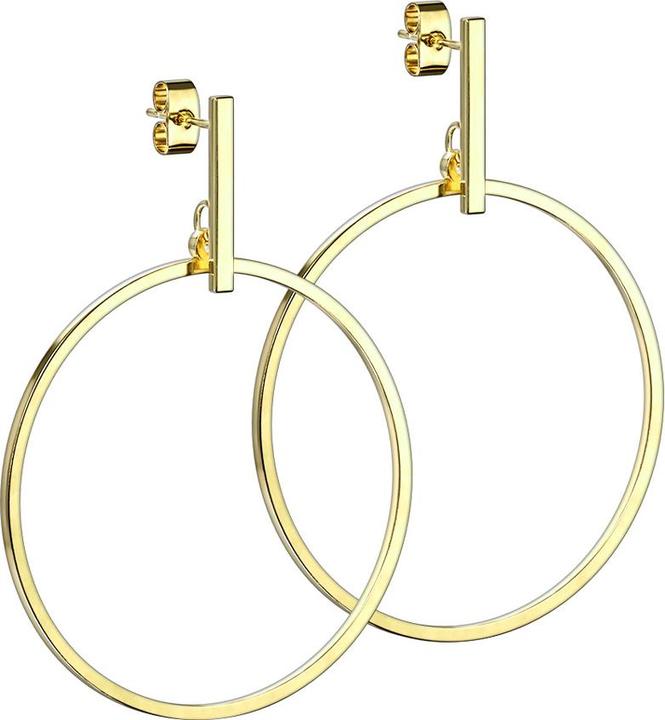 Star Piercing Ohrstecker vergoldet Balken Anhänger Kreis (ohne Messing, Chirurgenstahl 316L)