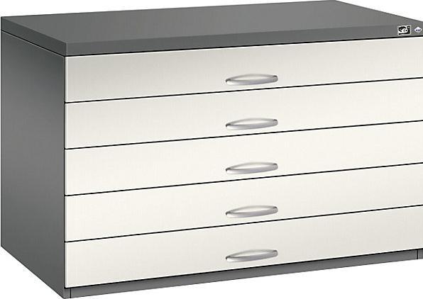 Immagine prodotto C+P CP 7100 Armadio Plan grigio vulcanico, bianco perla 5 cassetti 110,0 x 76,5 x 76,0 cm