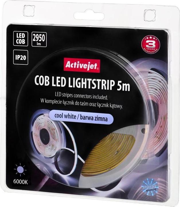 Immagine prodotto Activejet AJE-COB zim Striscia LED Apparecchio universale a striscia per interni (Bianco freddo, 500 cm, Interno)
