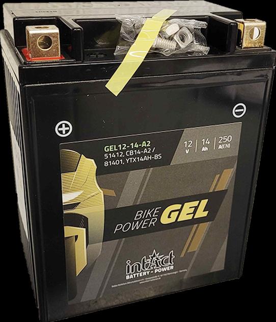 Produktbild Intact GEL12-14-A2 Bike-Power GEL 14Ah Motorradbatterie (DIN 51412 / 81401) YB14-A2 / YTX14AH-BS (12 V, 14 Ah, 250 A)