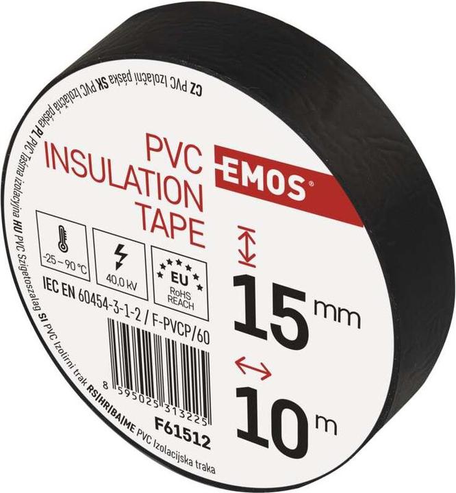 Emos Nastro isolante PVC 15mm/10m nero, 10 pezzi. (15 mm)