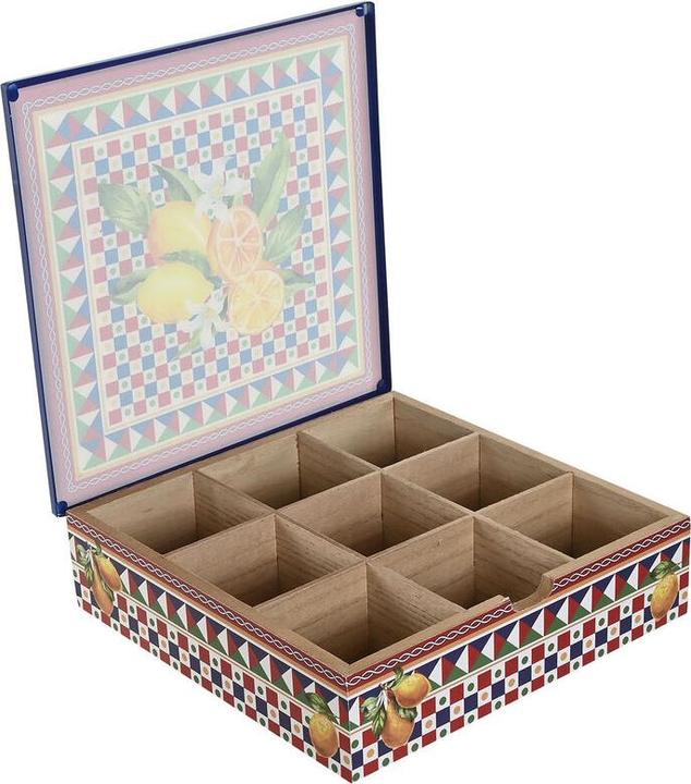 Immagine prodotto Esprit Teebox Home Blau Rot Bunt Metall Kristall Holz MDF 24 x 24 x 6,5 cm (2 Stück)