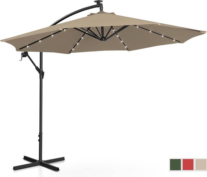 Produktbild Uniprodo Ampelschirm Sonnenschirm Pendelschirm Ø 300 cm neigbar UPF 50+ LED-Beleuchtung (2.70 m)