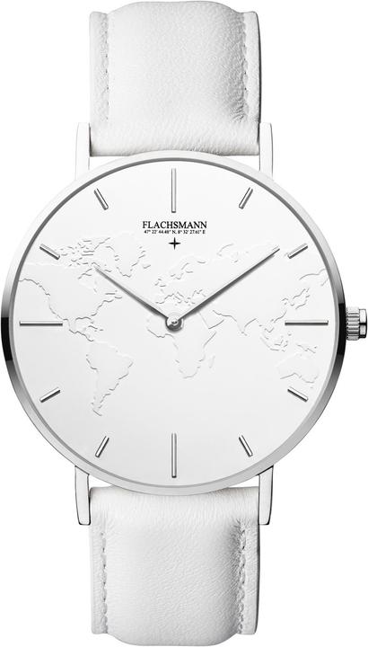 Image du produit Flachsmann World Traveler 1 Sneaker Blanc Blanc Blanc Argent (Montre analogique, 37 mm)