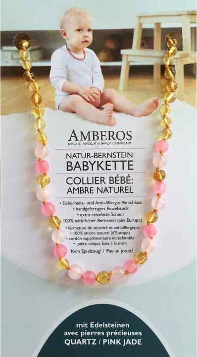 Actual product image Amberos Natur Bernsteinkette mit Edelsteinen Baroque (Amber, 32 cm)