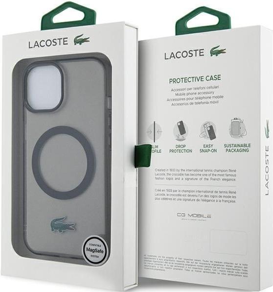 Actual product image Lacoste LCHMP15SULOK iPhone 15 6.1" czarny/black hardcase Transparent MagSafe (Apple iPhone 15)