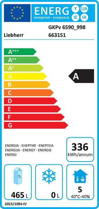 Label énergétique Liebherr GKPV 6590 (465 l)