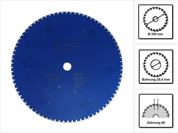 Produktbild Bosch Professional Zubehör Kreissägeblatt Expert for Steel, 355 x 25,4 x 2,6 mm, 80