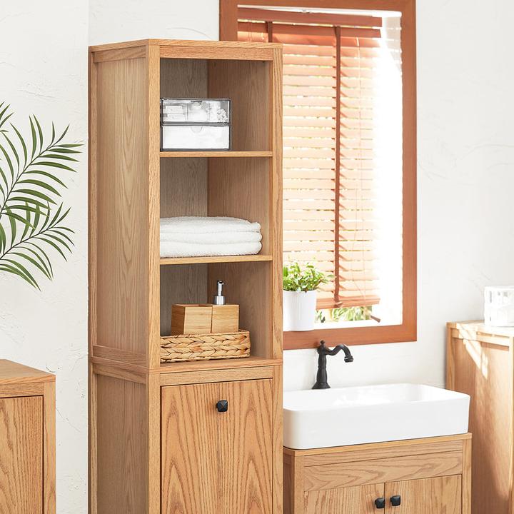 Produktbild SoBuy Badschrank schmal mit Wäschesack