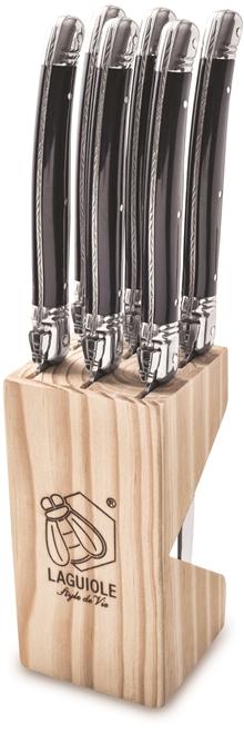 Laguiole Premium Line Steakmesser schwarz 1.8mm (6 Stück, Messer)