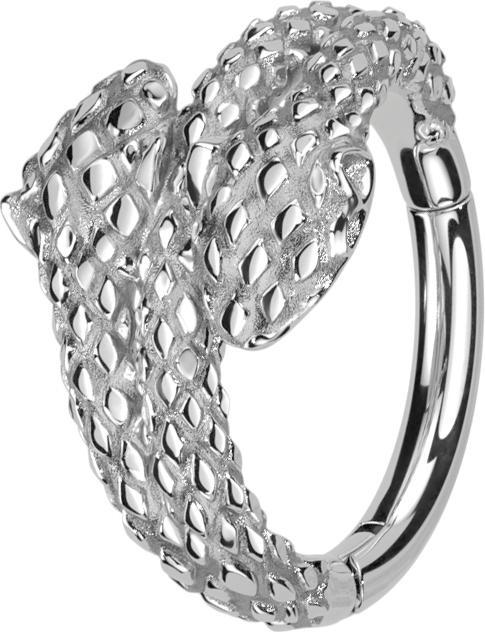 Actual product image Star Piercing Micro segment ring hinged silver double snake head (without brass, Surgical steel 316L)