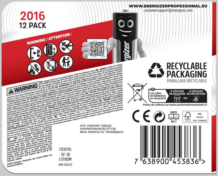 Produktbild Energizer Lithium (12 Stk., CR2016, 90 mAh)