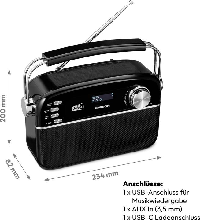 Image du produit Medion DAB+ Radio LIFE E66809 Noir (DAB+ DAB, FM, Bluetooth)