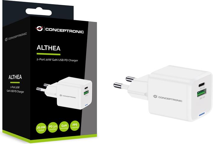 Image du produit Conceptronic Chargeur 2Port 20W,1xUSB-C,1xUSB-A Desk PD ws (20 W)
